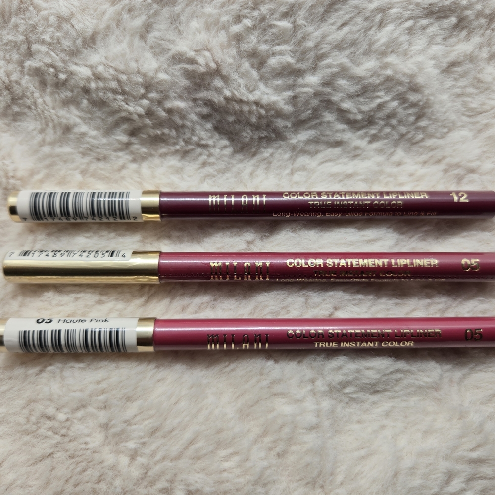 3 NEW MILANI Color Statement Lipliner True Instant Color HAUTE PINK & BORDEAUX